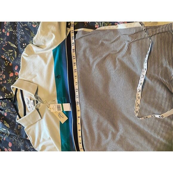 NEW Original Penguin Mens Ballad Blue Engineered Stripe Polo Shirt Large - Picture 11 of 12